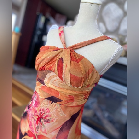 90s small-medium floral midi dress - Picture 1 of 7